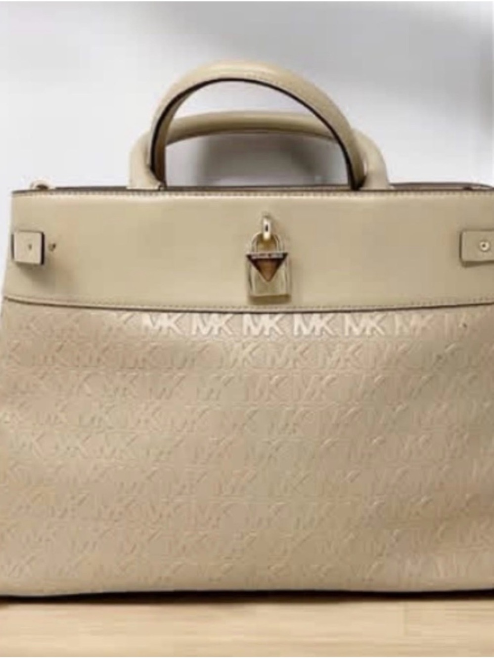 Michael Kors Cream-Beige MK Logo Top-Handle Satchel